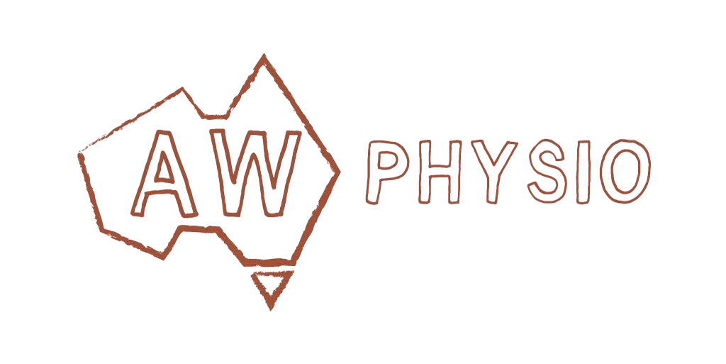AW Physio logo with red writing and white background